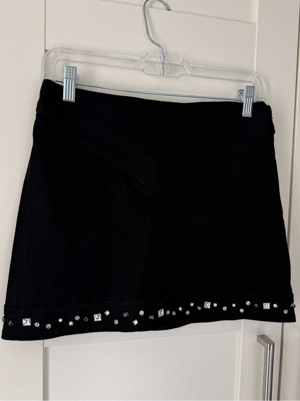 Zara Into The Night Studded Rhinestone Mini Skirt Black Size S
